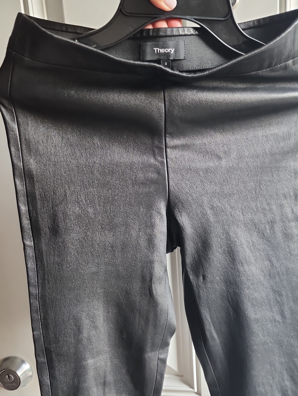 Theory Black 100% Lamb Leather Leggings